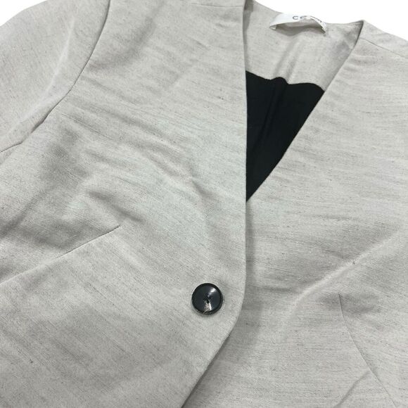 Co. Gray Wool Hemp Blend Peplum Cuff Blazer S - Picture 4 of 7